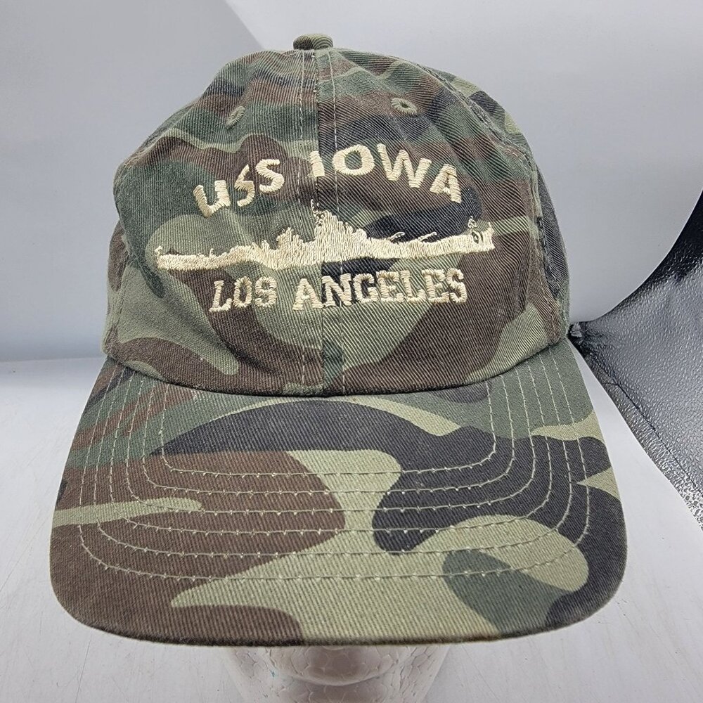 USS Iowa Los Angeles Youth Green Camouflage Baseball Cap Hat Casual California